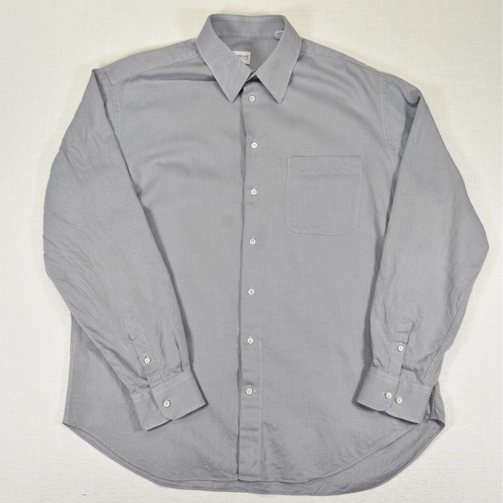 Armani Collezioni Shirt 43 17 L Gray White